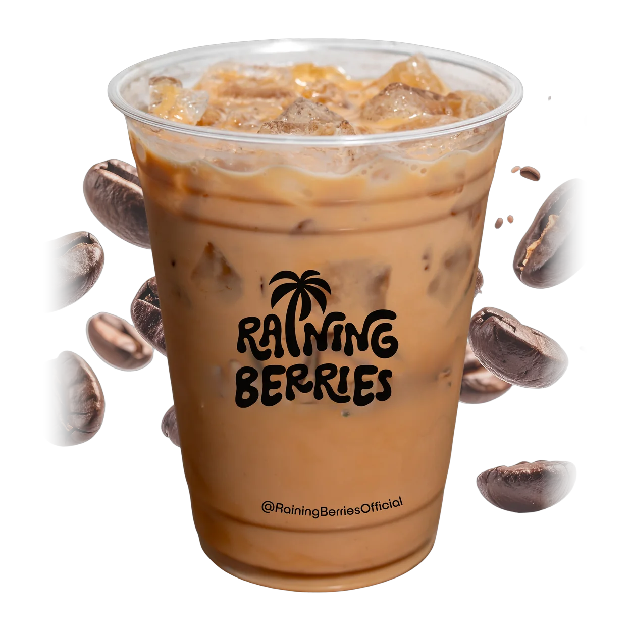 Iced coffee with roasted beans